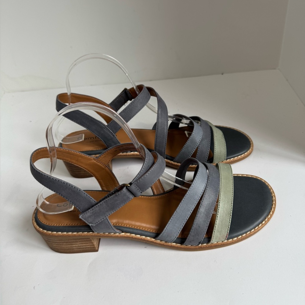 COMFORTIVA Women's Sandals Blue/Green Leather Sandals. Size 11 - Picture 3 of 11